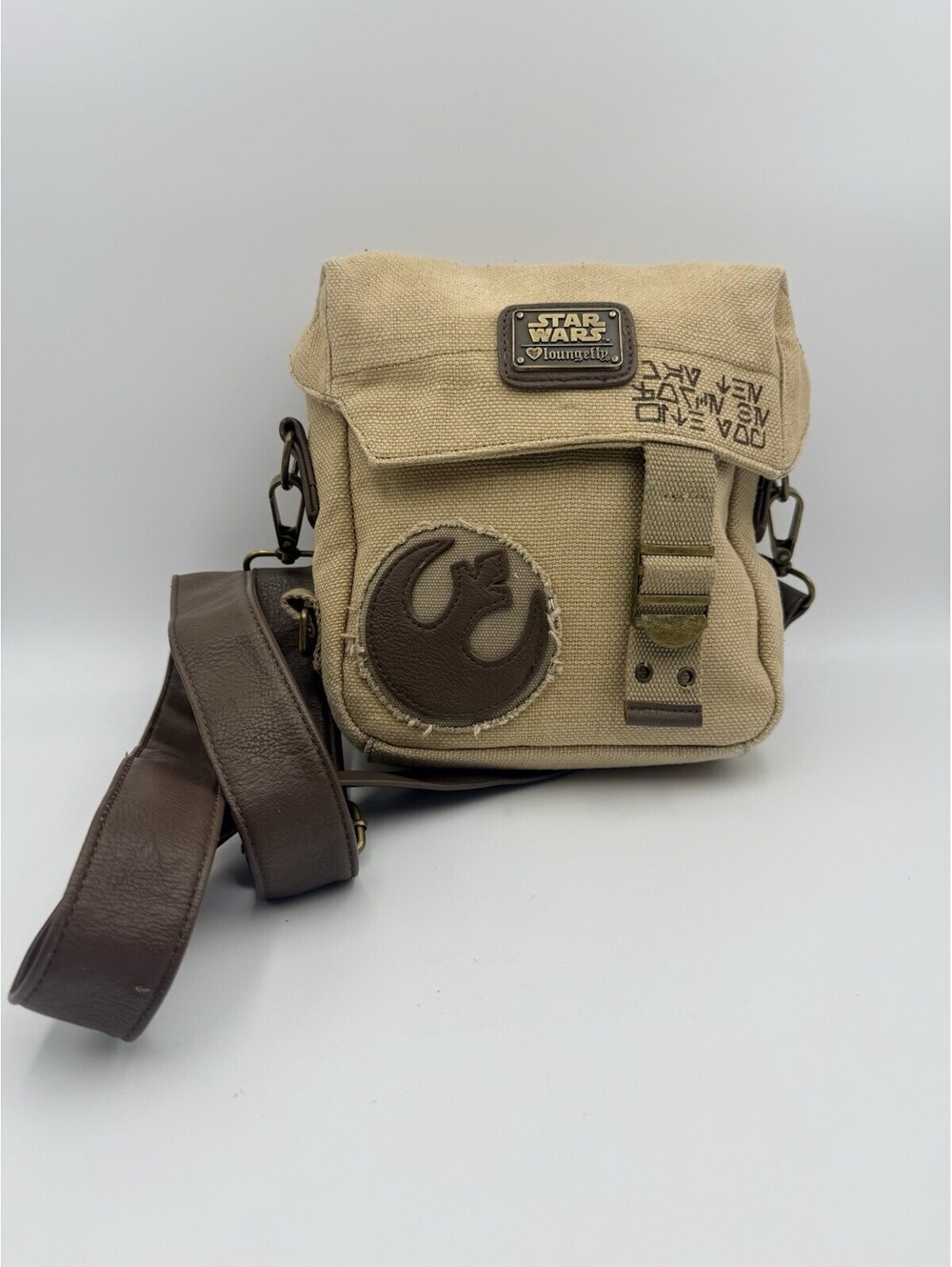 Star Wars Loungefly Rebel Alliance Canvas Crossbody Messendger Bag Tan Brown HTF